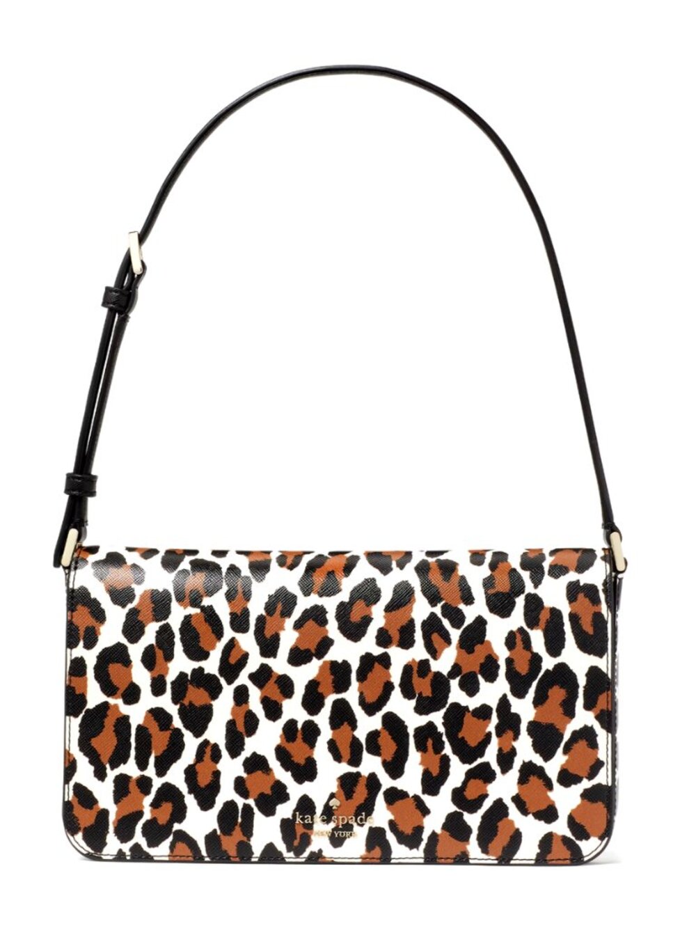 New Kate Spade Staci Spotted Animal Printed Medium Flap Shoulder Bag Cream Multi